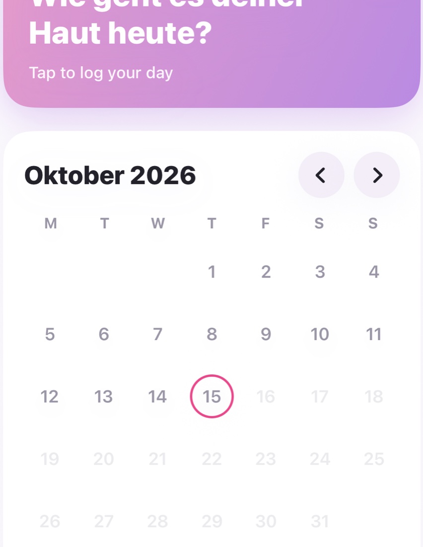Kalender mit ruhigen Tagen und Ausbruch-Tagen