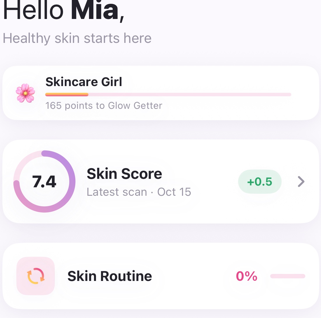 Skin score card showing 7.4