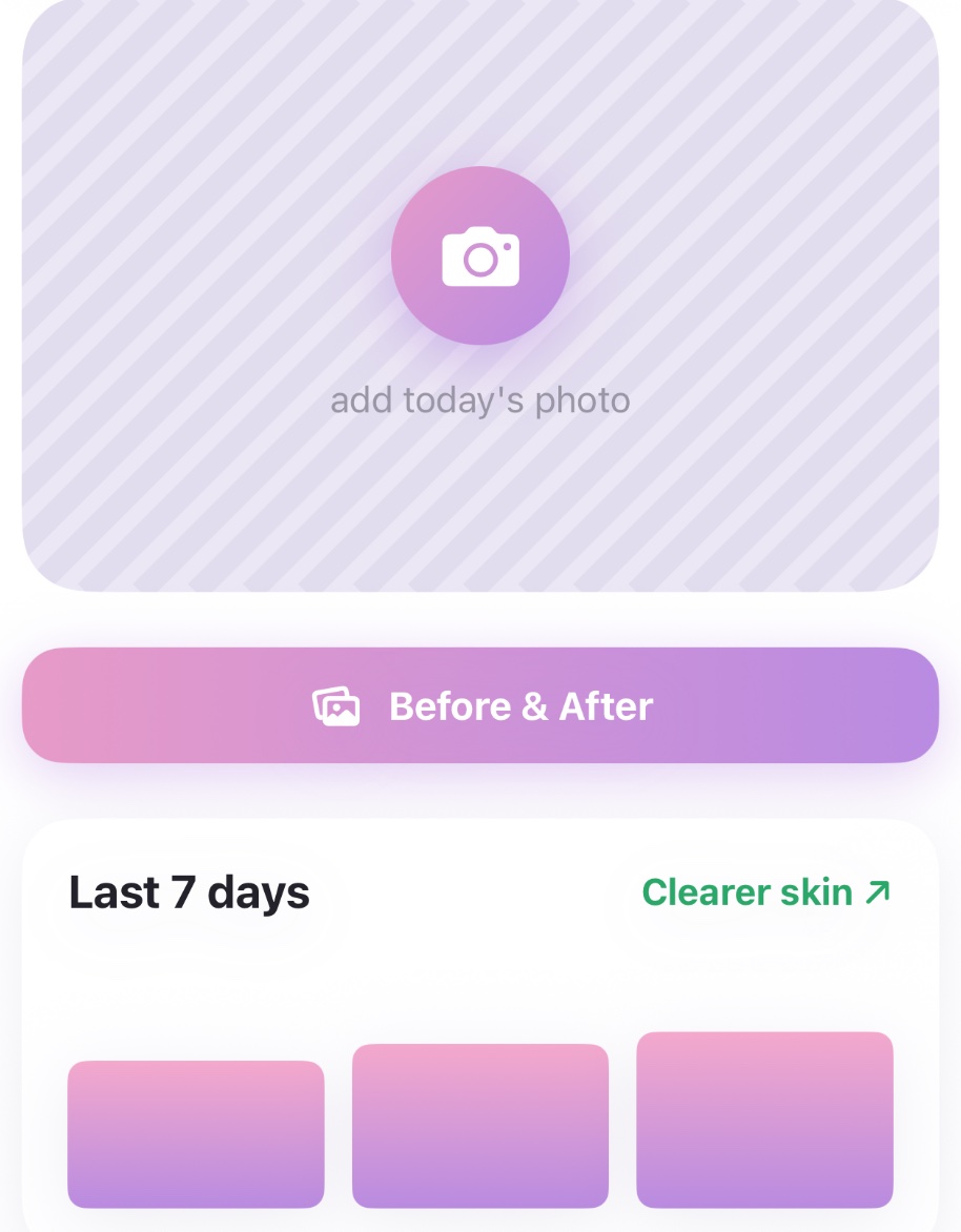 Face journal with daily photo and before and after comparison